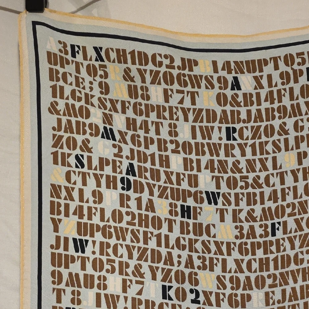Worth Beige and Brown Letter Print Silk Scarf